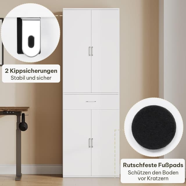 Thumbnail 6 de eSituro Aktenschrank mit Schublade Türen, 60x180x34 cm, weiß – Stauraum für Büro & mehr