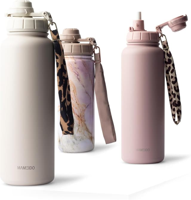 Detalle de MAMEIDO Thermosflasche 700 ml mit Strohhalm