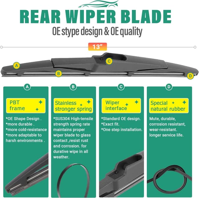 Detalle 2 de OEM Windshield Wiper Blades Set 26,18,13 in