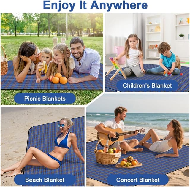 Thumbnail 6 de Alaoo Coperta da Picnic impermeabile 200 x 200 cm pieghevole con manico (Strisce Verdi)