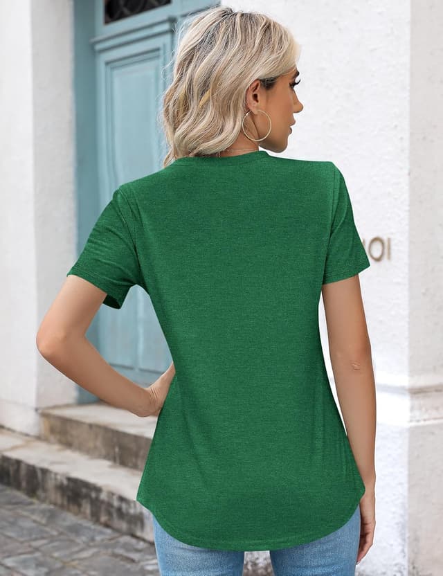 Detalle de Kistore Women’s Casual Crew Neck Pleated Short Sleeve Top (Sunburst Front)