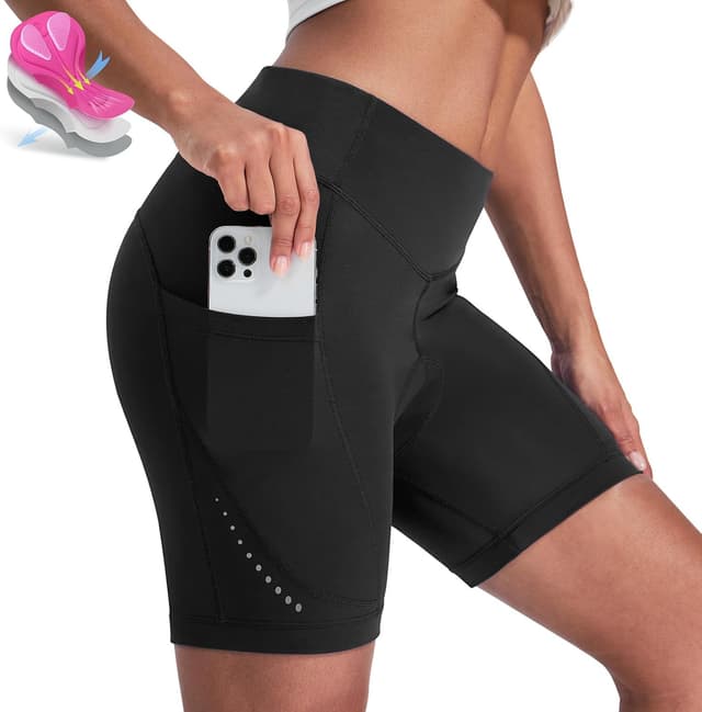 Detalle de Nepest padded bike shorts for women with 4D gel padding, breathable fabric and pockets