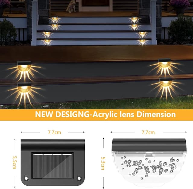 Detalle 1 de Auting Solar Fence Light (Warm White) – 4 Pack Outdoor Pathway & Step Lights, IP65