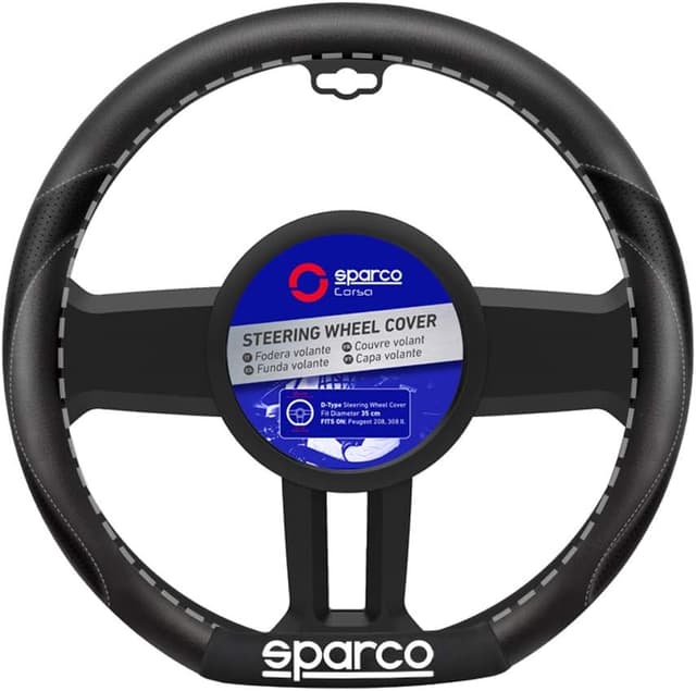 Detalle de Sparco SPC Steering Wheel Cover (D-Type, 35cm) for Peugeot 208 & 308 II – Black