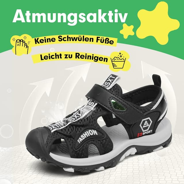 Detalle de SAGUARO geschlossene Sandalen für Kinder – atmungsaktiv, gepolstert und mit griffiger Gummisohle