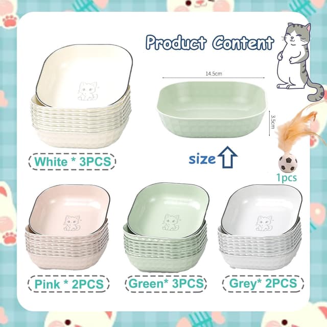 Detalle 2 de 10er Set flache Katzennäpfe aus PP