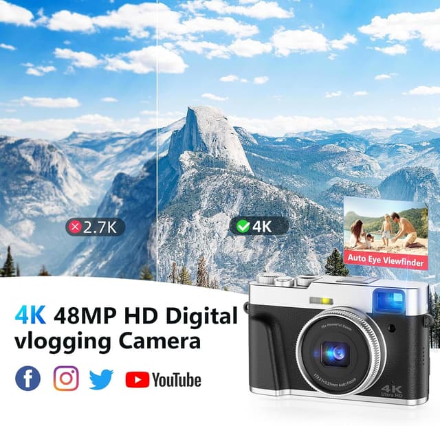 Detalle 2 de IXNAIQY Digitalkamera 4K 48 MP mit 16× Zoom
