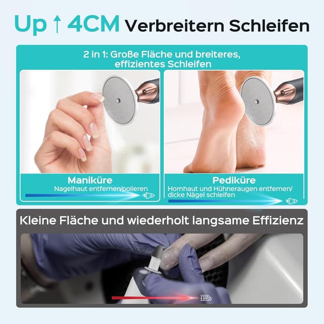 Detalle de COSLUS C43 professioneller elektrischer Nagelfräser-Set für Maniküre & Pediküre (5 Geschwindigkeiten) – grau