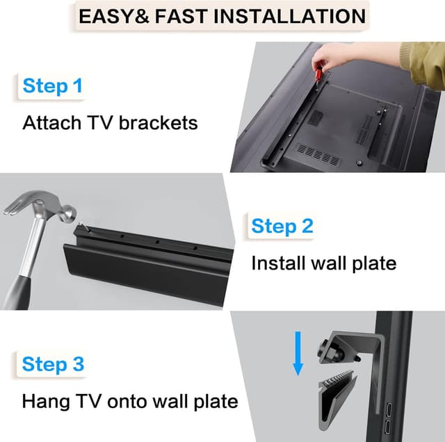 Thumbnail 4 de No Drill Drywall TV Mount 22–55 Inch TVs