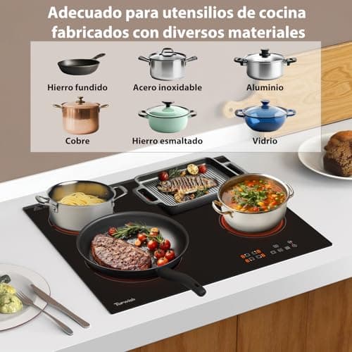 Thumbnail 6 de TOPWISH Topwish placa vitrocerámica encastrable de 60 cm y 4 fuegos con doble zona y temporizador