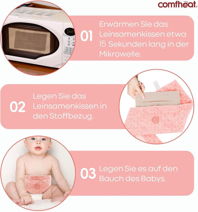 Thumbnail 6 de comfheat Koliken- & Gas-Entlastungstummy-Wrap für Babys (0–3 Jahre) – beheizter Babybauchgürtel in Rosa
