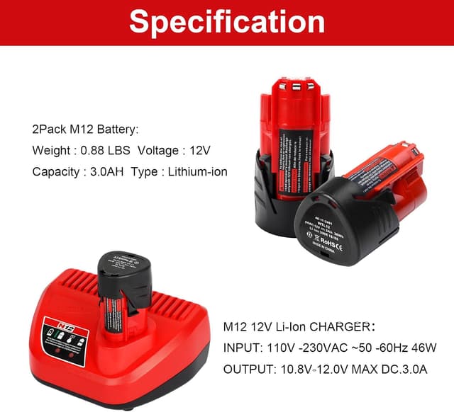 Detalle de Powarobor M12 12V 3,0Ah caricabatterie