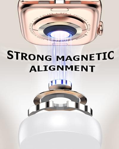 Detalle 2 de yootech Cargador inalámbrico magnético para Apple Watch Series 11/10/9/8/7/6/5/4/3/2/SE/Ultra con USB‑C portátil (blanco, cable 1 m)