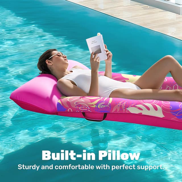 Detalle de Sloosh SLOOSH Inflatable Pool Floats Lounger XL (68" x 34") with Fabric Cover & Headrest