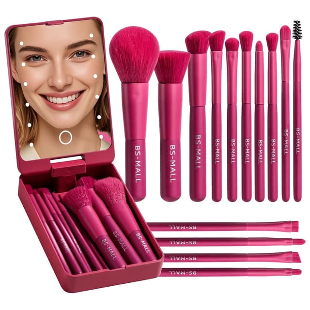 Thumbnail 6 de BS-MALL 14-Piece Mini Makeup Brushes Set with LED Light Mirror (APINK)