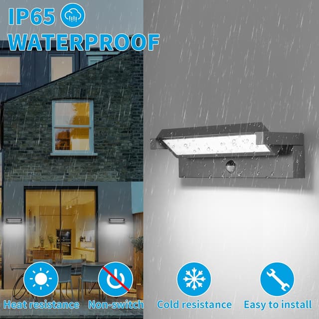 Detalle de LED Wandlampe außen mit Bewegungsmelder – 36 W IP65, schwenkbares Panel (6500 K, 2800 lm), dunkelgrau