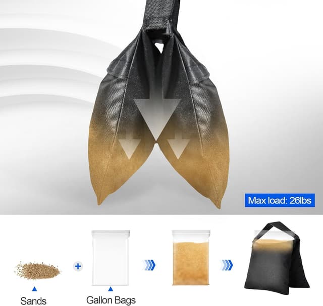 Detalle de EMART 4-teiliges Sandbag-Set für Fotostative (25 x 51 cm) – Nylon-Sandsäcke zur Beschwerung