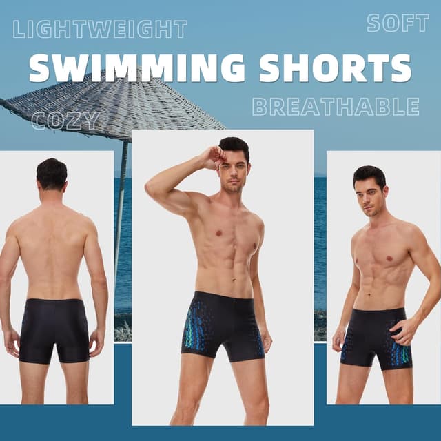 Detalle 2 de AMZSPORT Quick Dry Swimming Trunks for Men – Hydrophobic, Chlorine Resistant Board Swimwear