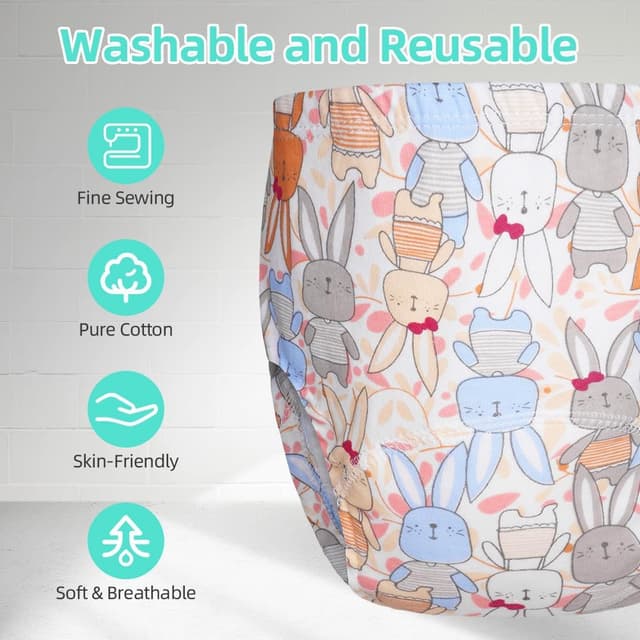 Detalle de Aolso Potty Training Pants – reusable 6-pack cotton training underwear (TPU waterproof) for girls