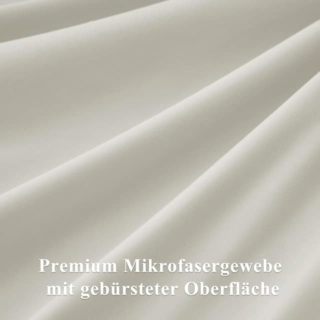 Detalle de Aisbo Bettwäsche 135x200 4-teilig Beige aus Mikrofaser (ÖKO-TEX) mit Reißverschluss