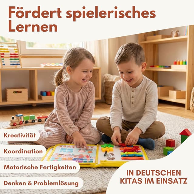 Detalle de Lions Collection Montessori Busy Board (Deutsch) ab 3 Jahren – Busy Book & Activity Board für Reisen