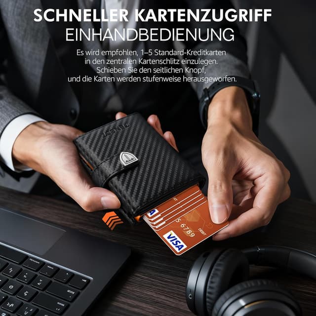 Thumbnail 4 de TENBST Ultradünne Geldbörse Herren 10 Karten