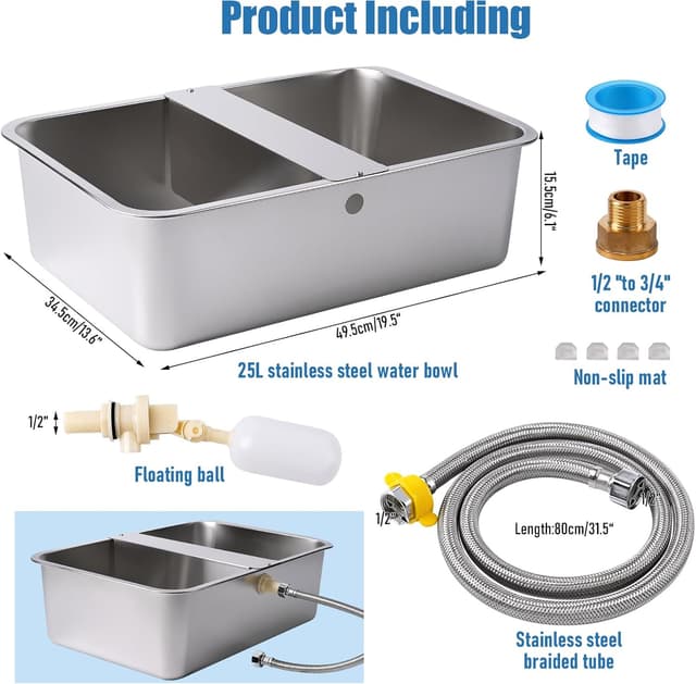 Detalle de MasXirch automatischer Wasserspender für Hunde 25 l – XL aus Edelstahl, selbstnachfüllend