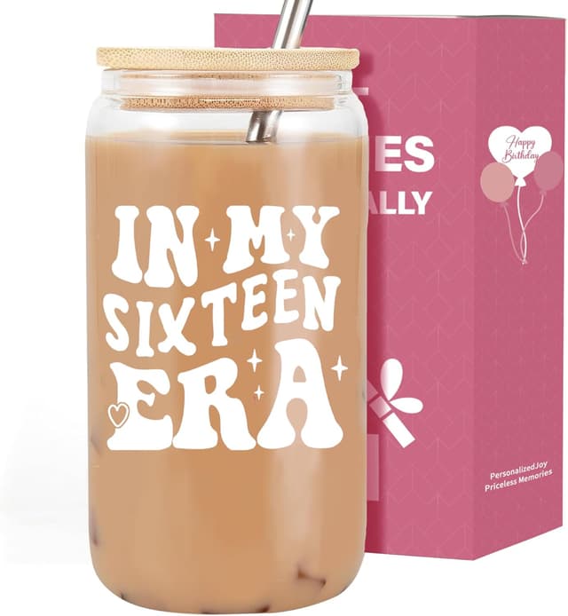 Detalle de VivaJoy 16th Birthday Girls Travel Mug – Personalised Coke Cup Gift for Daughter, Niece, Best Friend, Sister or Girlfriend