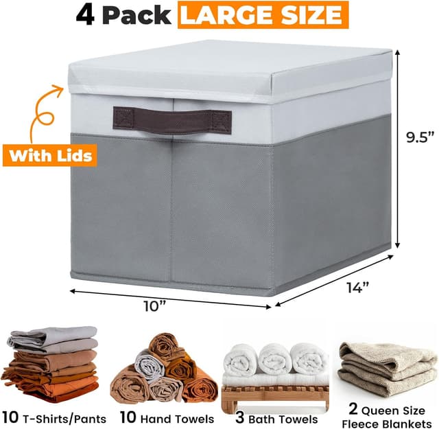 Detalle 2 de Large Closet Storage Baskets 4-Pack 14x10x9.5 in