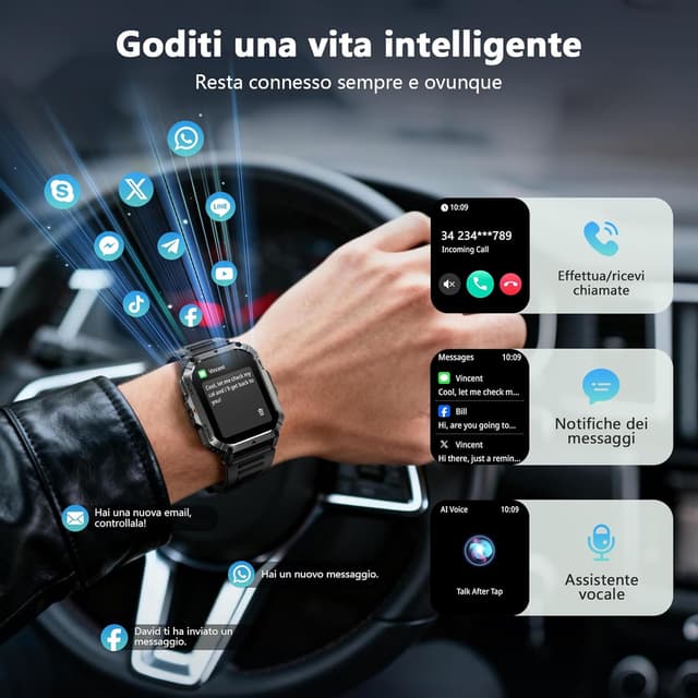 Detalle 2 de Blackview Smartwatch Uomo W70Pro: chiamate Bluetooth, fitness e bussola con display 2.01" militare