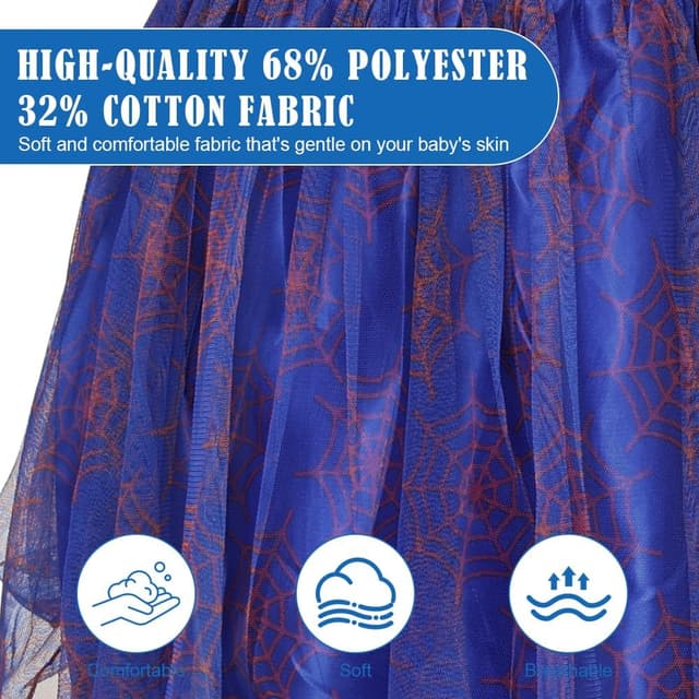 Detalle de AYBUY Costume da ragno per bambini con maschera (Spider-Woman), abito a maniche lunghe in 2 pezzi