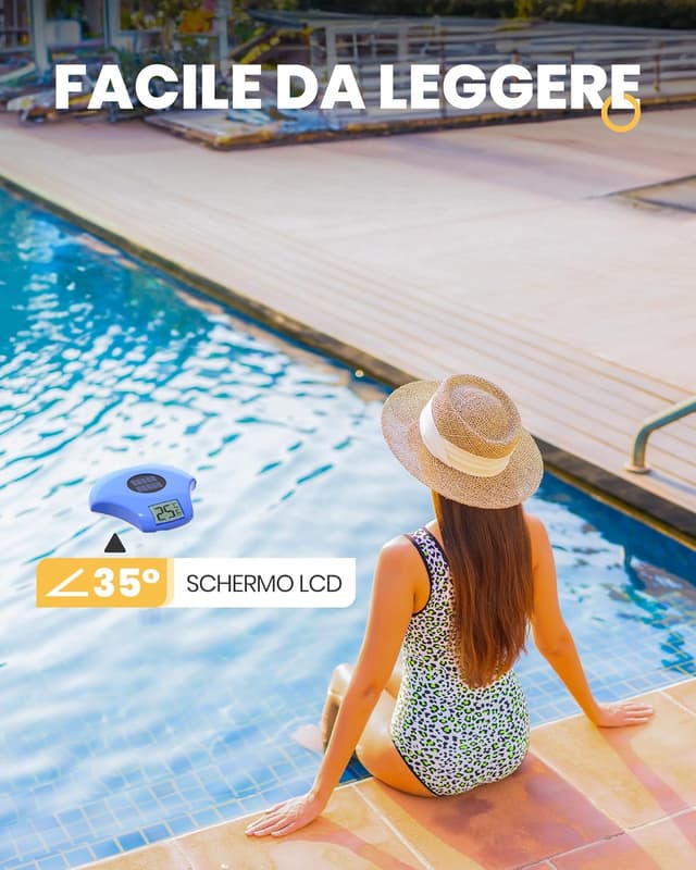 Detalle 2 de Baldr Solare Termometro Piscina Galleggiante con display LCD, sonda e impermeabilità IPX8
