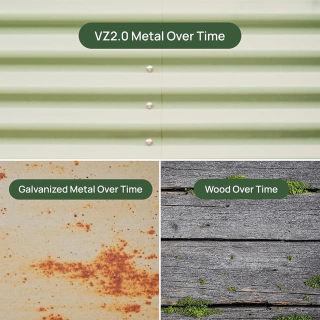 Detalle de Vego Garden Raised Garden Bed Kit (17" Tall, 10-in-1 Modular Metal Raised Beds) in Olive Green