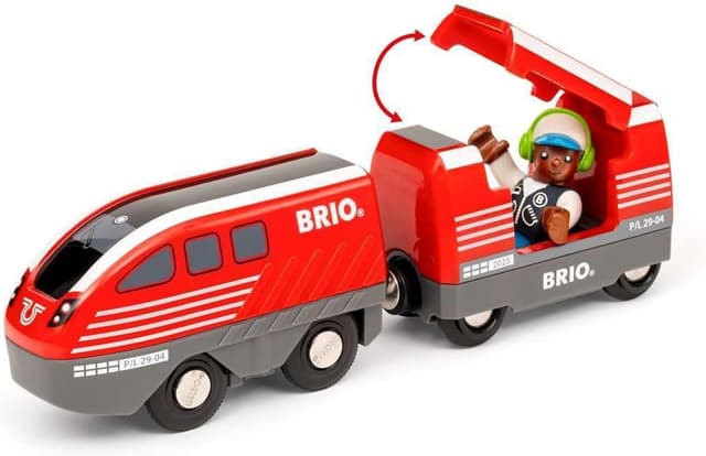 Detalle de BRIO World 36102 Circuit de train à rétrofriction – circuit miniature en bois pour enfants dès 3 ans
