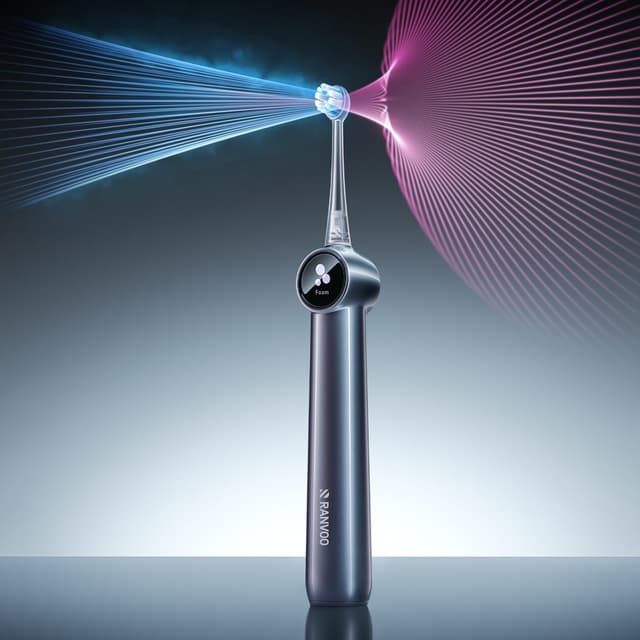 Detalle de RANVOO AirJet X5 Sonic Electric Toothbrush (AirJet Jet-Flow, 60-Day Battery, 3 Pro Brush Heads) in Space Gray