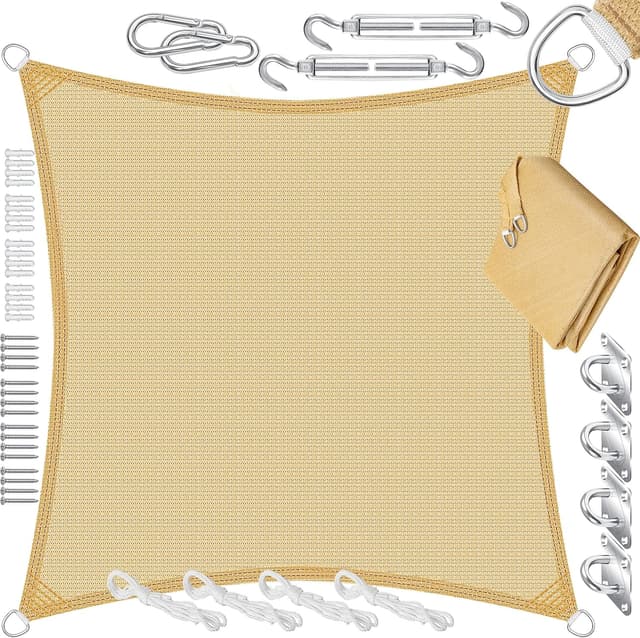 Detalle de KESSER® Sonnensegel Sonnenschutz Windschutz (HDPE, wasserabweisend & windabweisend) 4×4 m, 5-fach quer vernäht