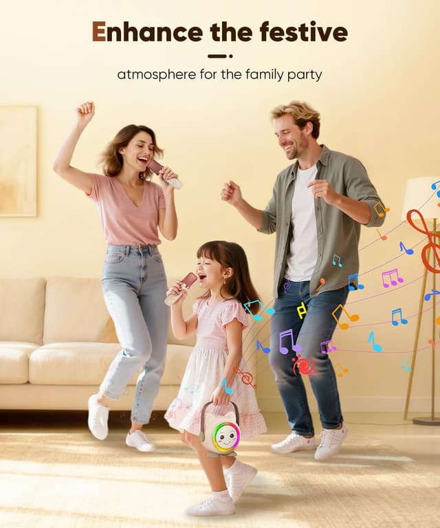 Thumbnail 5 de Mini Karaoke Machine Toy Portable with 2 Microphones 🎤