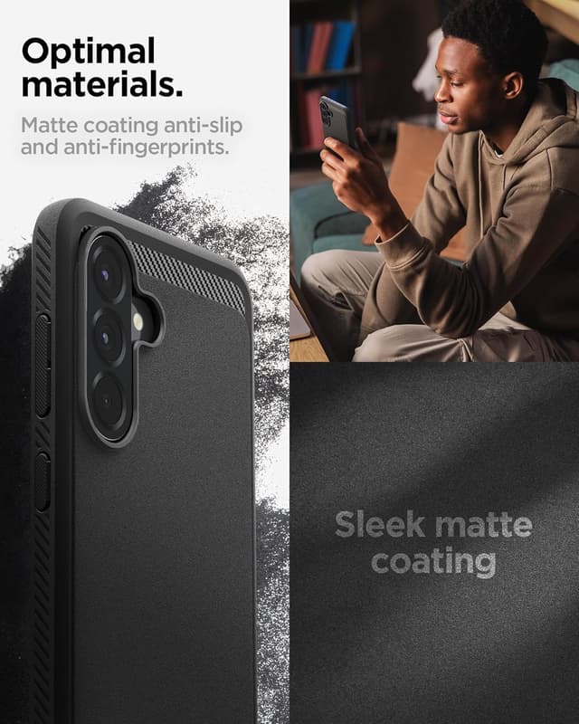 Detalle de Spigen Rugged Armor — coque en fibre de carbone pour Samsung Galaxy A56 5G (noir mat)