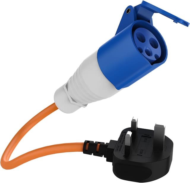 Detalle de FDTEK 16A to 13A Adapter (250V) – UK 3 Pin Plug for Caravan, Motorhome & Camping Hook-Up Cable