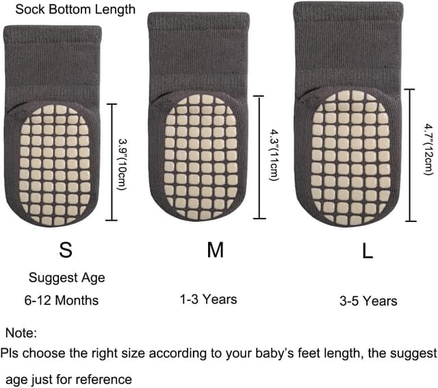 Detalle de Exemaba rutschfeste Griff-Socken für Kleinkinder (5 Paar) – Anti-Rutsch Sportsocken