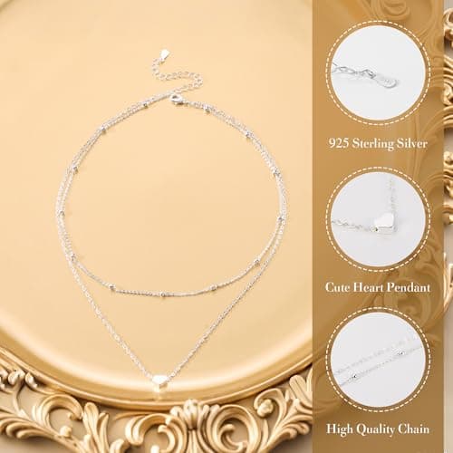 Detalle 2 de Kenivira collar de plata de ley 925 para mujer con colgante corazón