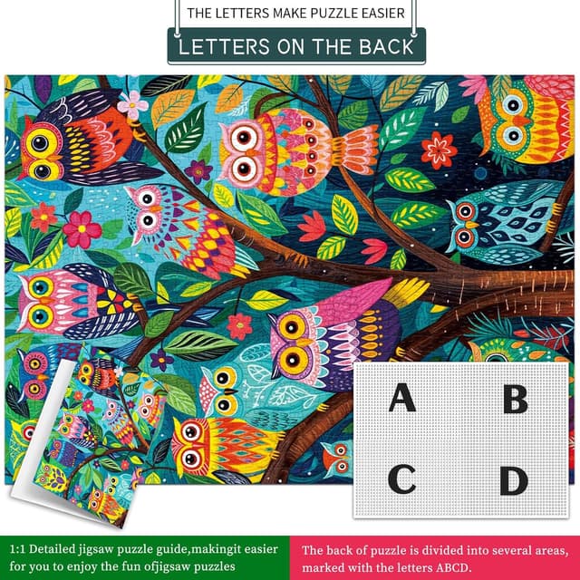 Detalle de 1000-Teile Puzzle „Nacht der Eulen“ für Erwachsene & Familie (70 x 50 cm)