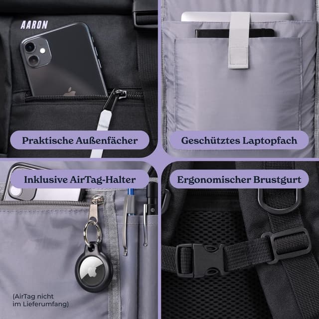 Detalle 1 de Rolltop Rucksack mit Laptopfach 18–26 L