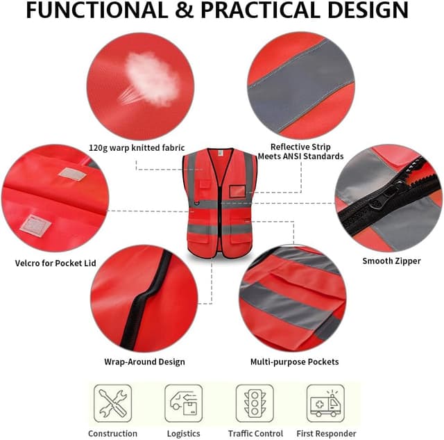 Detalle de Hi Vis reflective vest with pocket