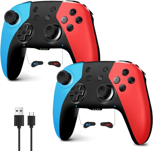 Detalle de AceGamer 2pcs Wireless Controller for Switch (Hall Joystick, 6-axis Gyroscope, Turbo Burst)