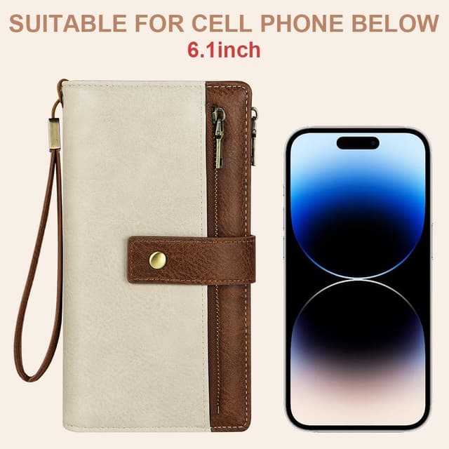 Detalle 2 de Vicloon portefeuille femme en cuir PU RFID avec 24 emplacements et double fermeture