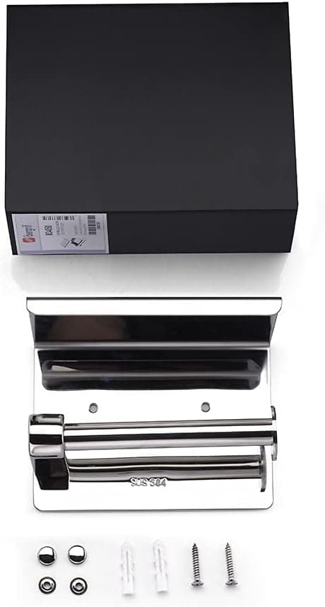 Thumbnail 6 de Ibergrif Toilettenpapierhalter aus Edelstahl mit Ablage – 2 Montagearten (selbstklebend oder bohren), bis 10 kg