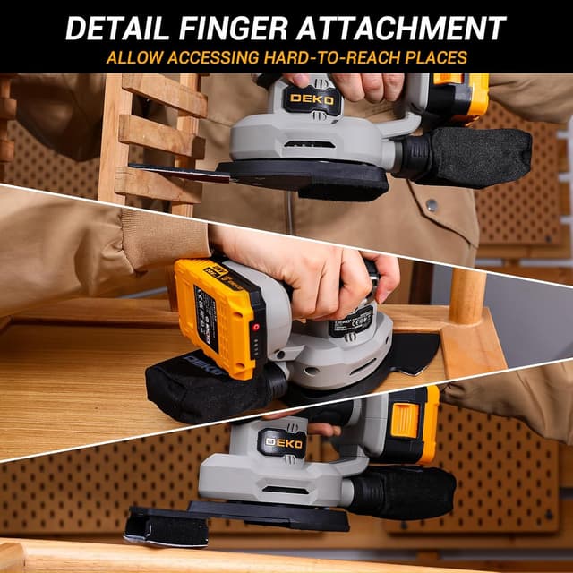 Detalle de DEKOPRO cordless mouse sander 20V