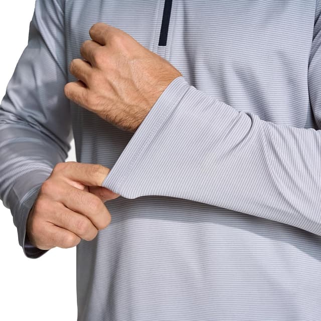 Detalle de Quarter Zip Pullover for Men with Dry Fit Stripe Mock Neck (1/4 Zip, UPF30+)