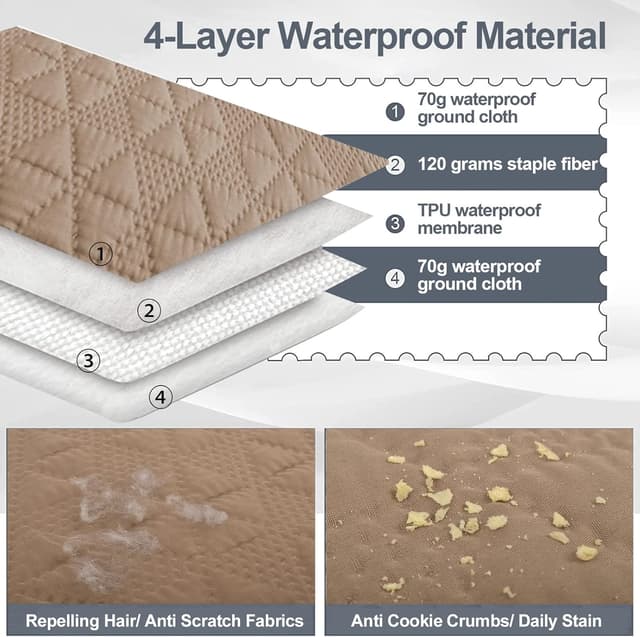 Detalle de Housse de canapé imperméable Taiyang 100% imperméable, antidérapante (marron métallisé) 208-208 cm